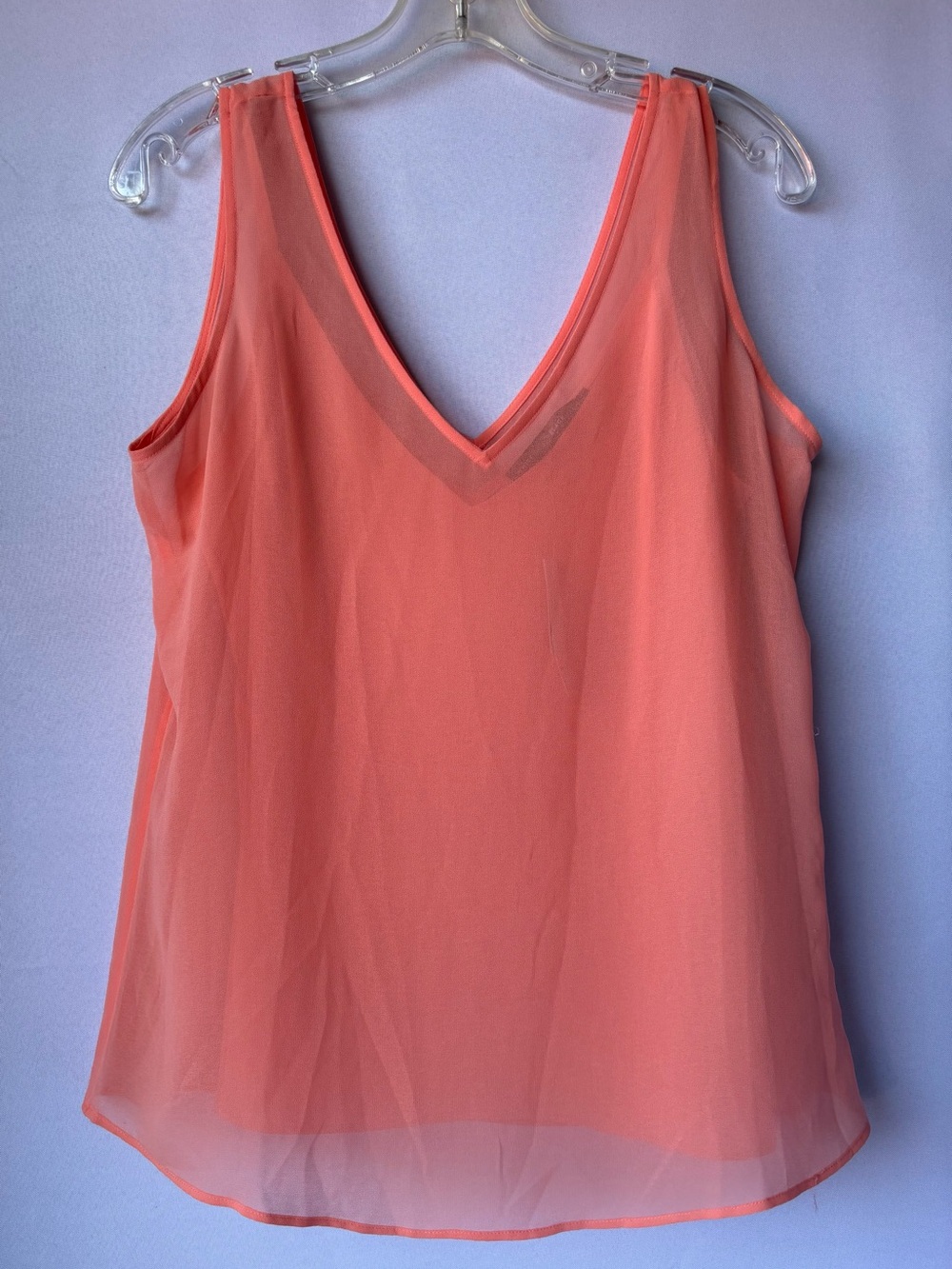 White House Black Market Coral V-Neck Sleeveless Chiffon Camisole